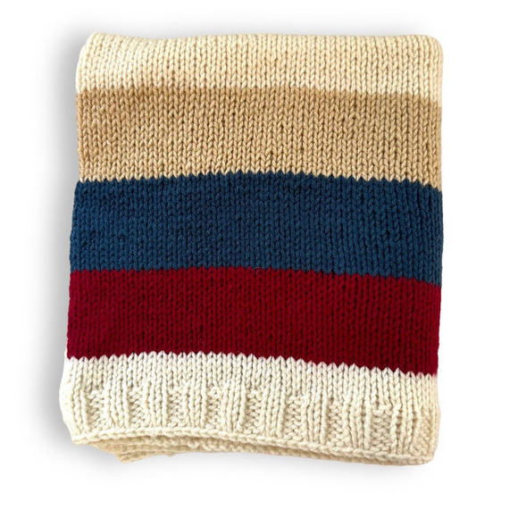 Handknit Pillow Cover Pillowcase Striped 27" x 22" Preppy Minimalist Lodge Ski - Picture 10 of 11